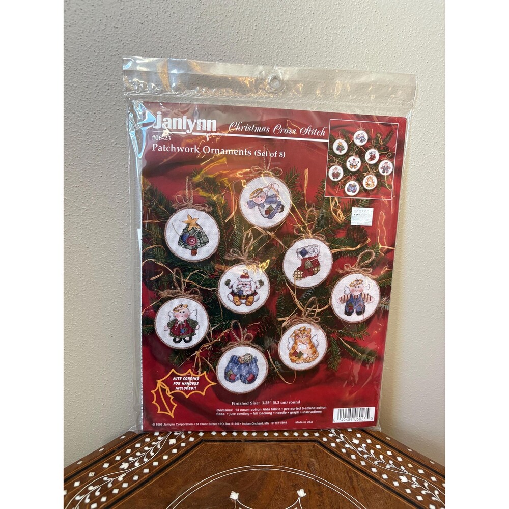 Vintage 1996 Janlynn Christmas Cross Stitch ‘Patchwork Ornaments’ #06-23